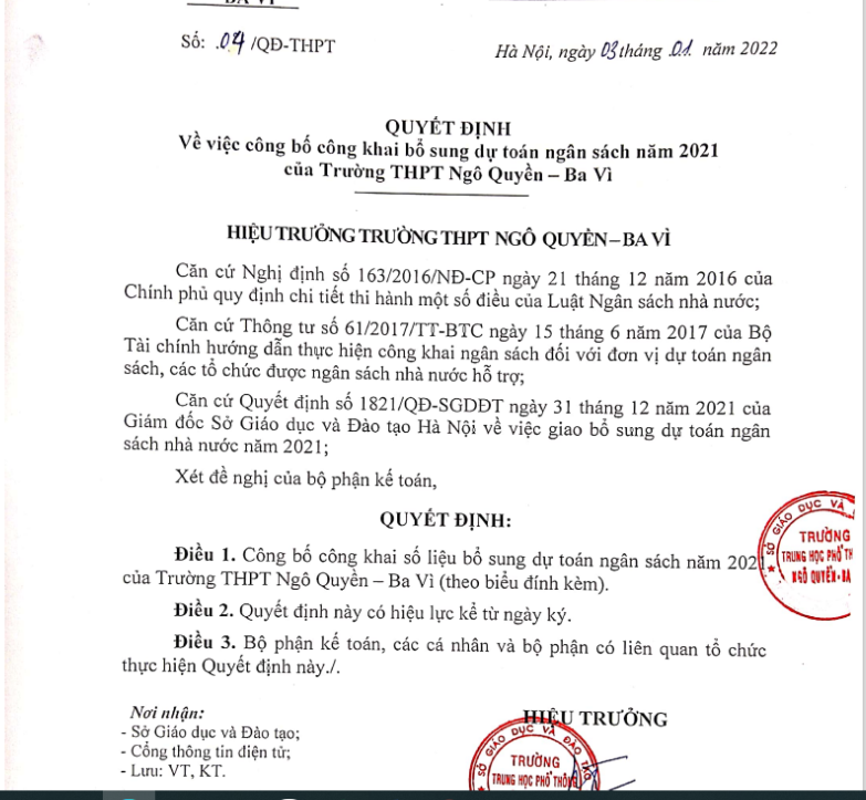 Bổ sung dự toán ngân sách năm 2021